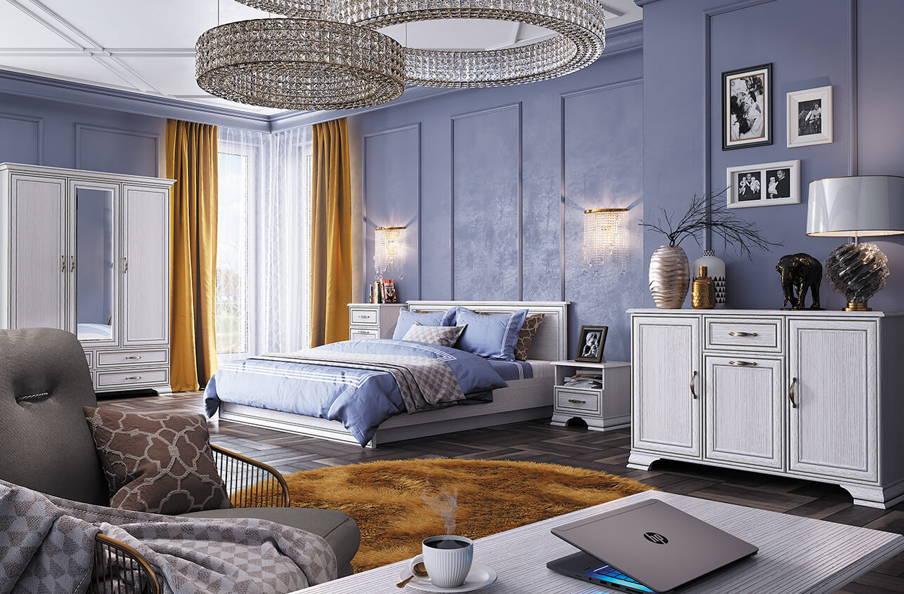 Коллекция спальни Tiffany Anrex в Гродно комод, кровать, шкаф